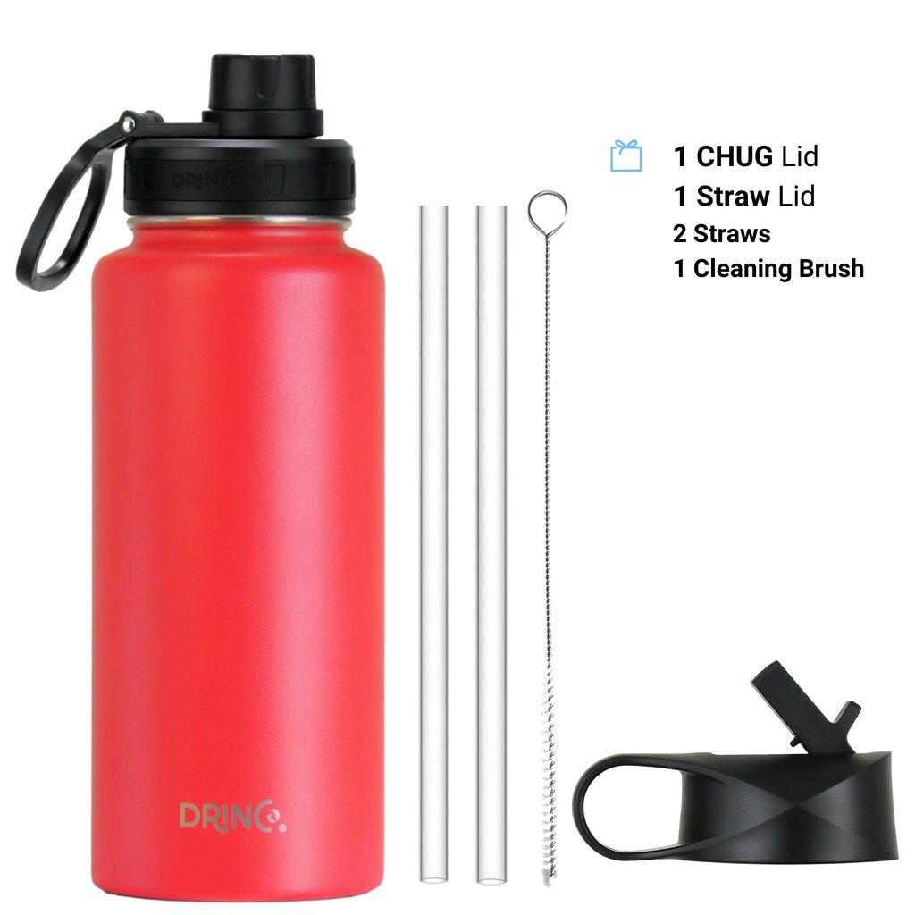 DRINCO® 32oz Stainless Steel Water Bottle - USA Flag-Barn Red by Orchid Lavender Water Bottles