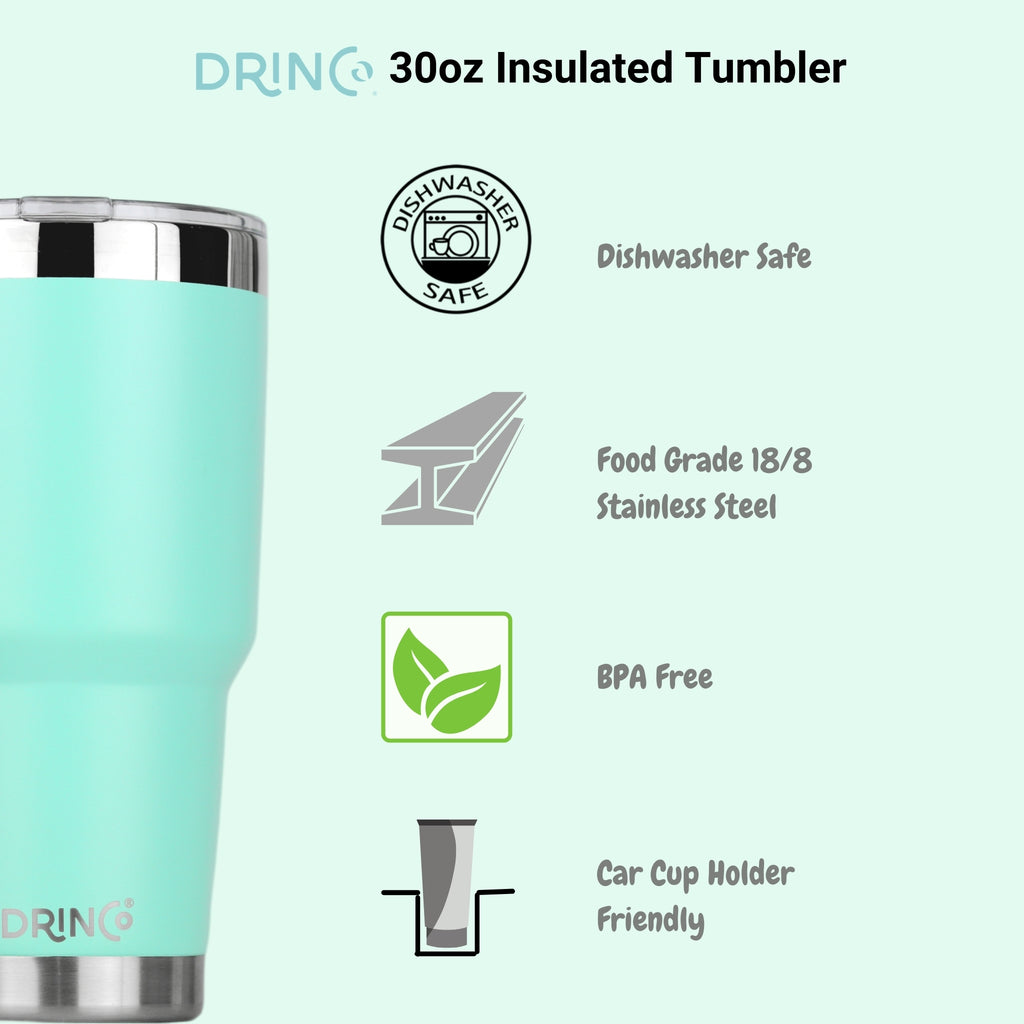 DRINCO® 30oz Insulated Tumbler Spill Proof Lid w/2 Straws (Teal) by Orchid Lavender Tumblers