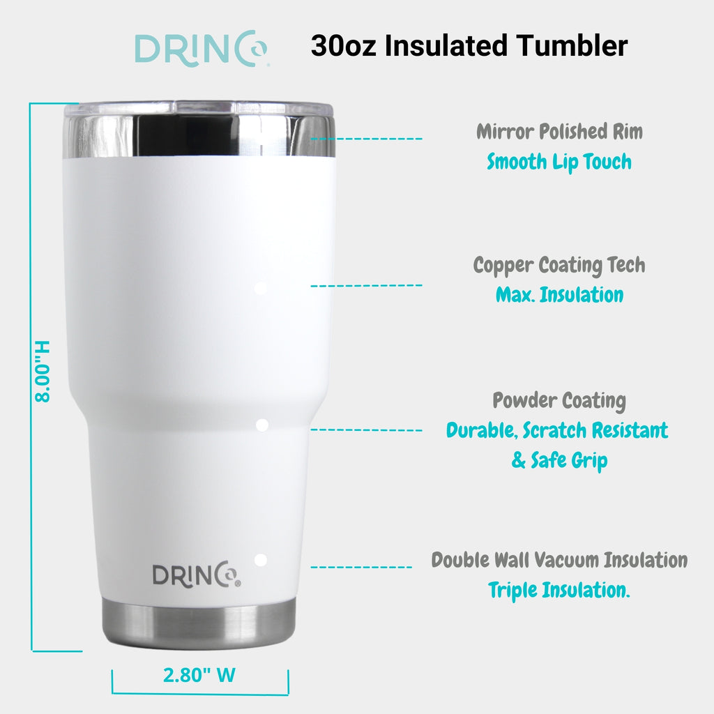 DRINCO® 30oz Insulated Tumbler Spill Proof Lid (White)-USA Flag by Orchid Lavender Tumblers