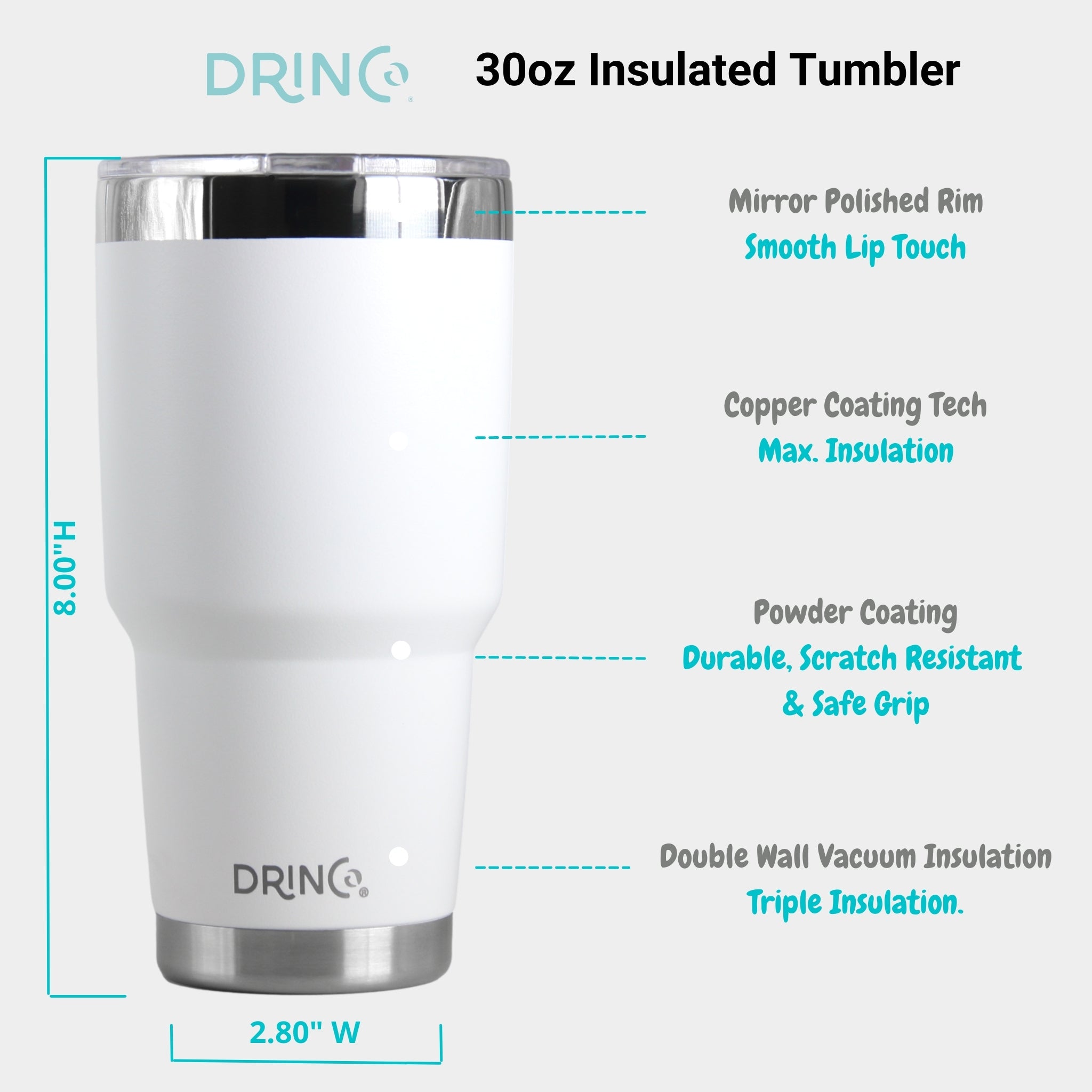 DRINCO® 30oz Insulated Tumbler Spill Proof Lid (White)-USA Flag by Orchid Lavender Tumblers
