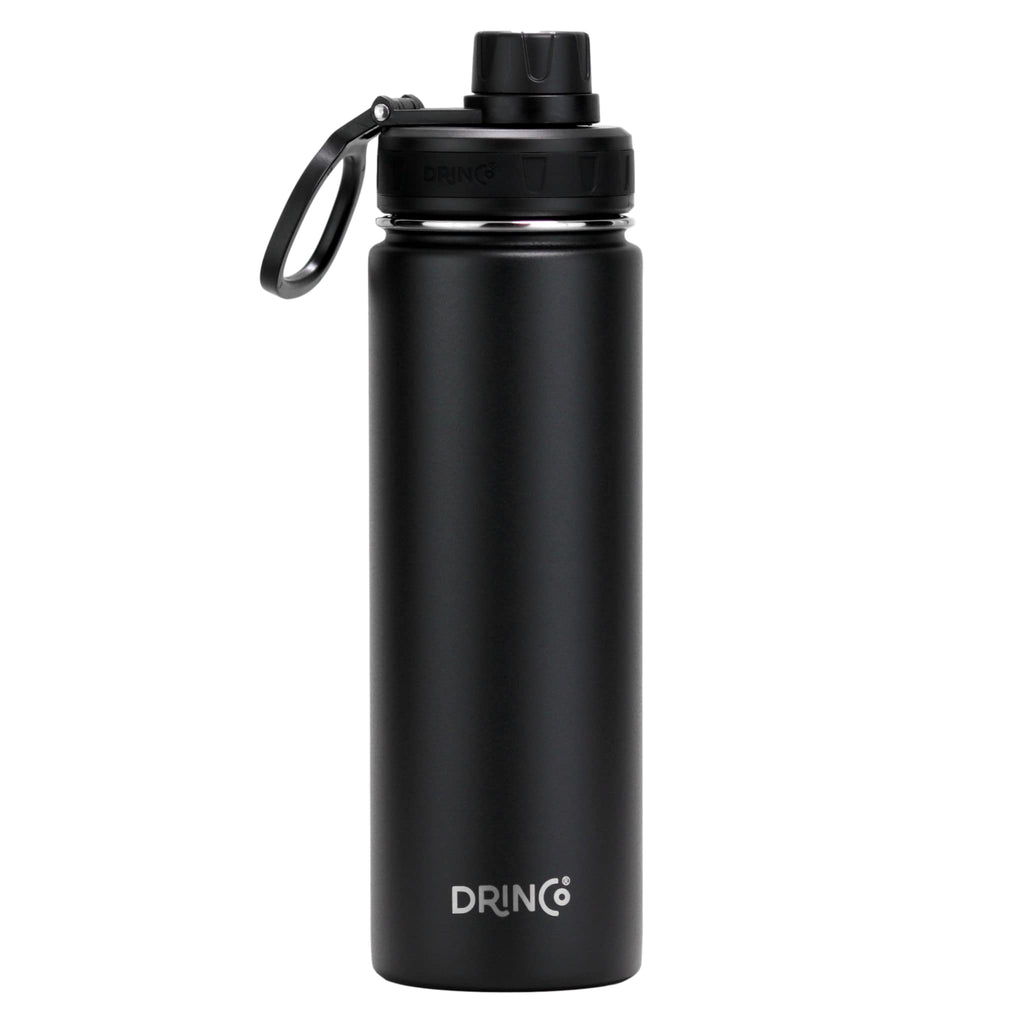 DRINCO® 22oz Stainless Steel Sport Water Bottle - Black by Orchid Lavender Water Bottles