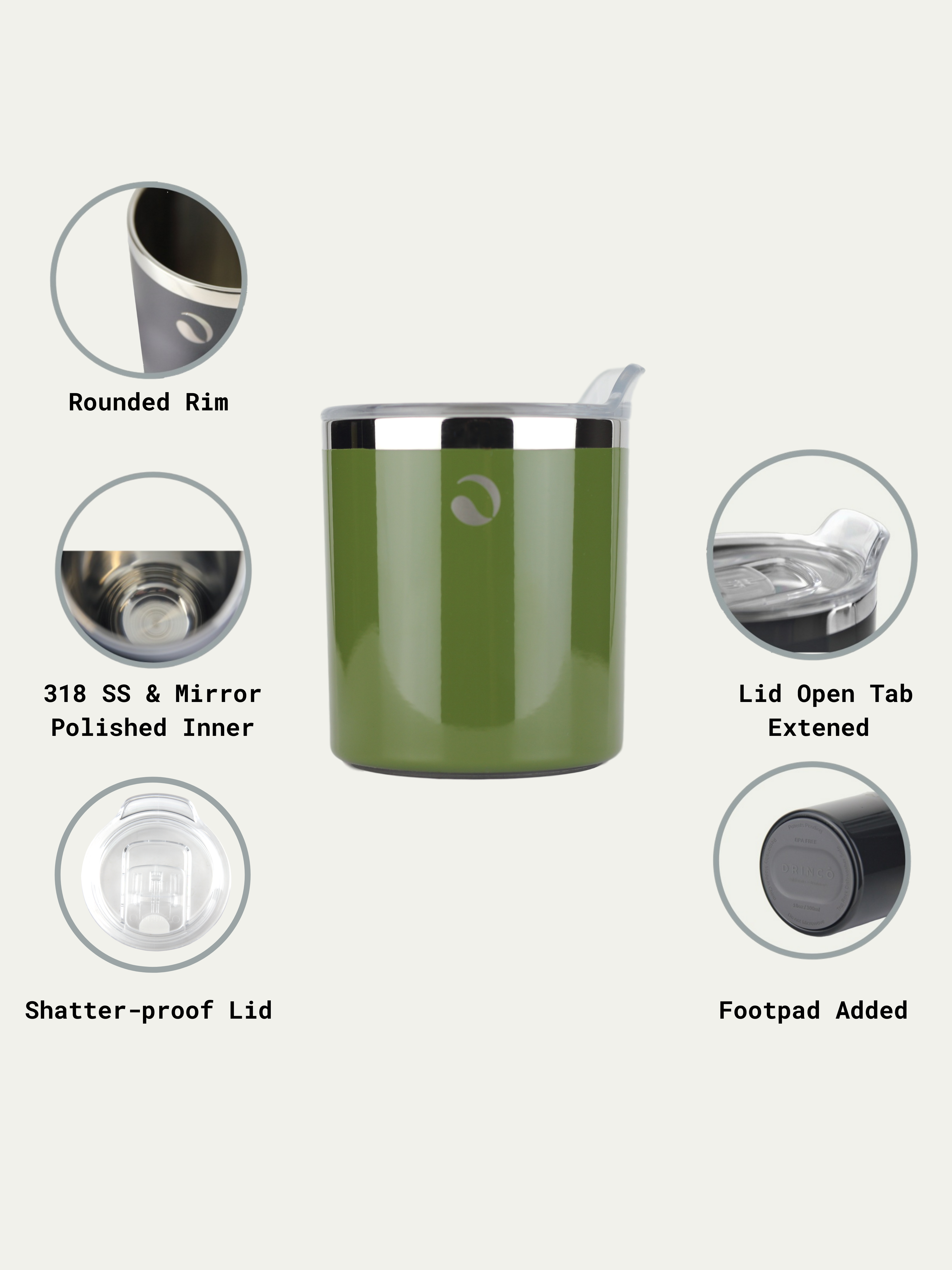 DRINCO- 10oz Vacuum Insulated Tumbler Whiskey Glass GULT (Forest) by Orchid Lavender Tumblers