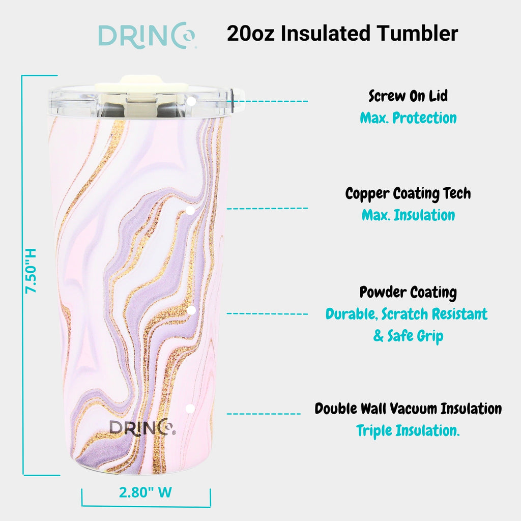 DRINCO® Seattle 20oz Insulated Tumbler Leakproof w/straw-Rosa Gold by Orchid Lavender Tumblers