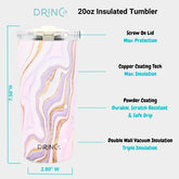 DRINCO® Seattle 20oz Insulated Tumbler Leakproof w/straw-Rosa Gold by Orchid Lavender Tumblers