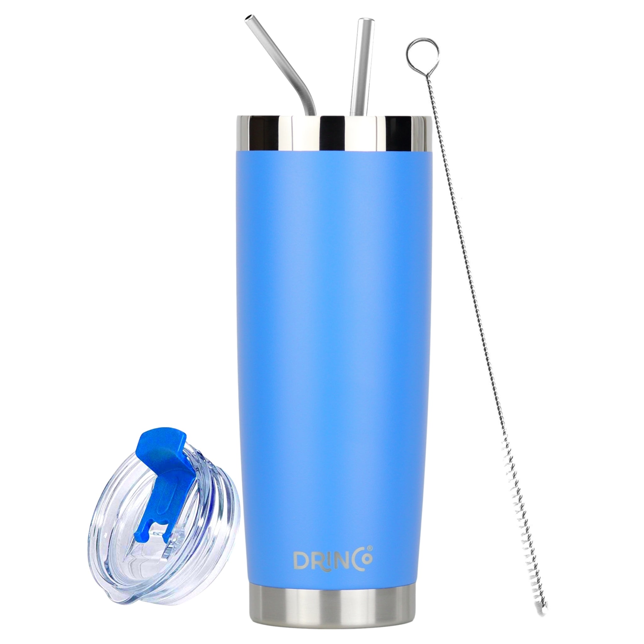 DRINCO® 20oz Insulated Tumbler w/Spill Proof Lid 2 Straws(Royal Blue) by Orchid Lavender Tumblers
