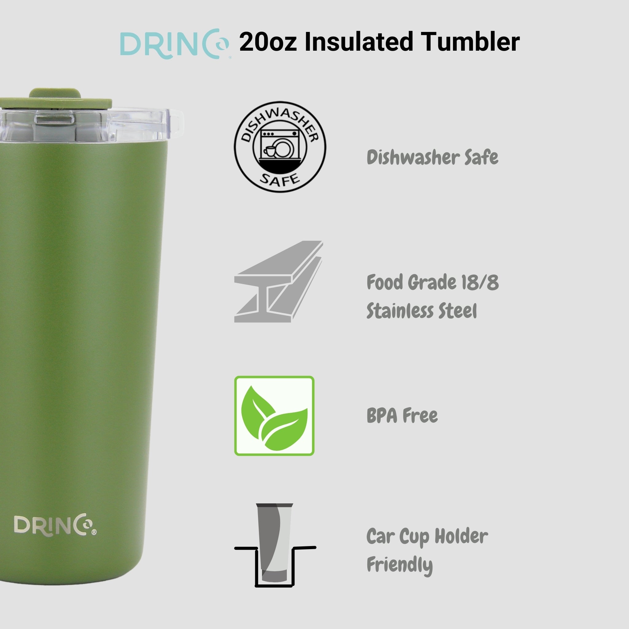 DRINCO® Seattle 20oz Insulated Tumbler Spill Proof Lid w/straw-Forest by Orchid Lavender Tumblers
