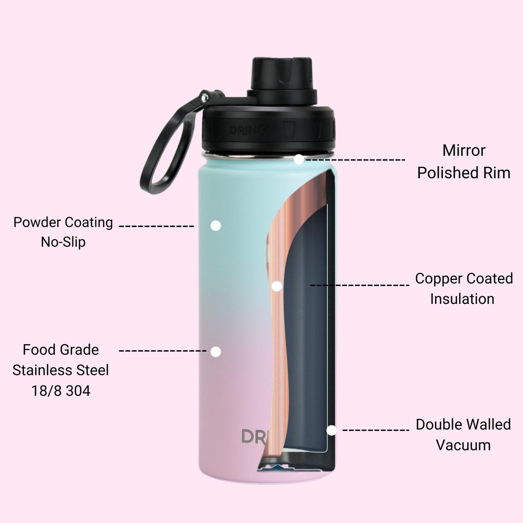 DRINCO® 18oz Stainless Steel Sport Water Bottle - Macaron by Orchid Lavender Water Bottles