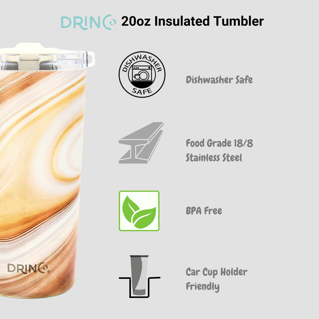 DRINCO® Seattle 20oz Insulated Tumbler Leakproof w/straw-Wood Swirl by Orchid Lavender Tumblers