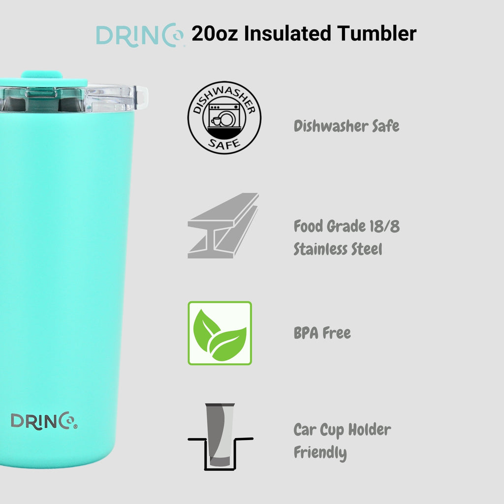 DRINCO® Seattle 20oz Insulated Tumbler Spill Proof Lid w/straw-Teal by Orchid Lavender Tumblers