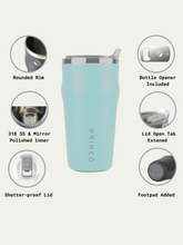 DRINCO 20oz Insulated Tumbler Beer Mug-Bottle Opener THOR-(Aquamarine) by Orchid Lavender Tumblers