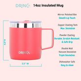 DRINCO® 14 oz Coffee Mug Vacuum Insulated Camping Mug Double Wall by Orchid Lavender Travel Mugs