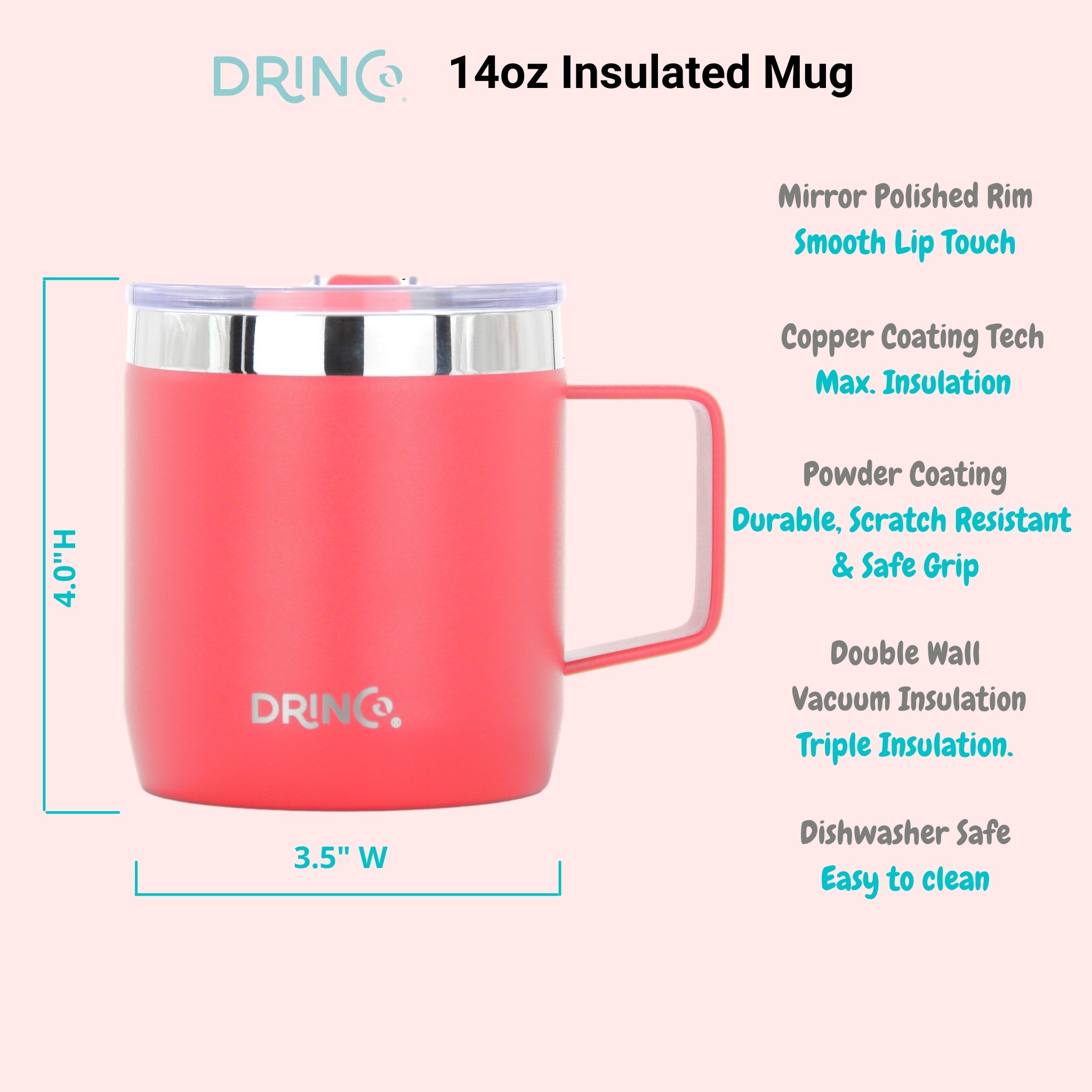 DRINCO® 14 oz Coffee Mug Vacuum Insulated Camping Mug Double Wall by Orchid Lavender Travel Mugs