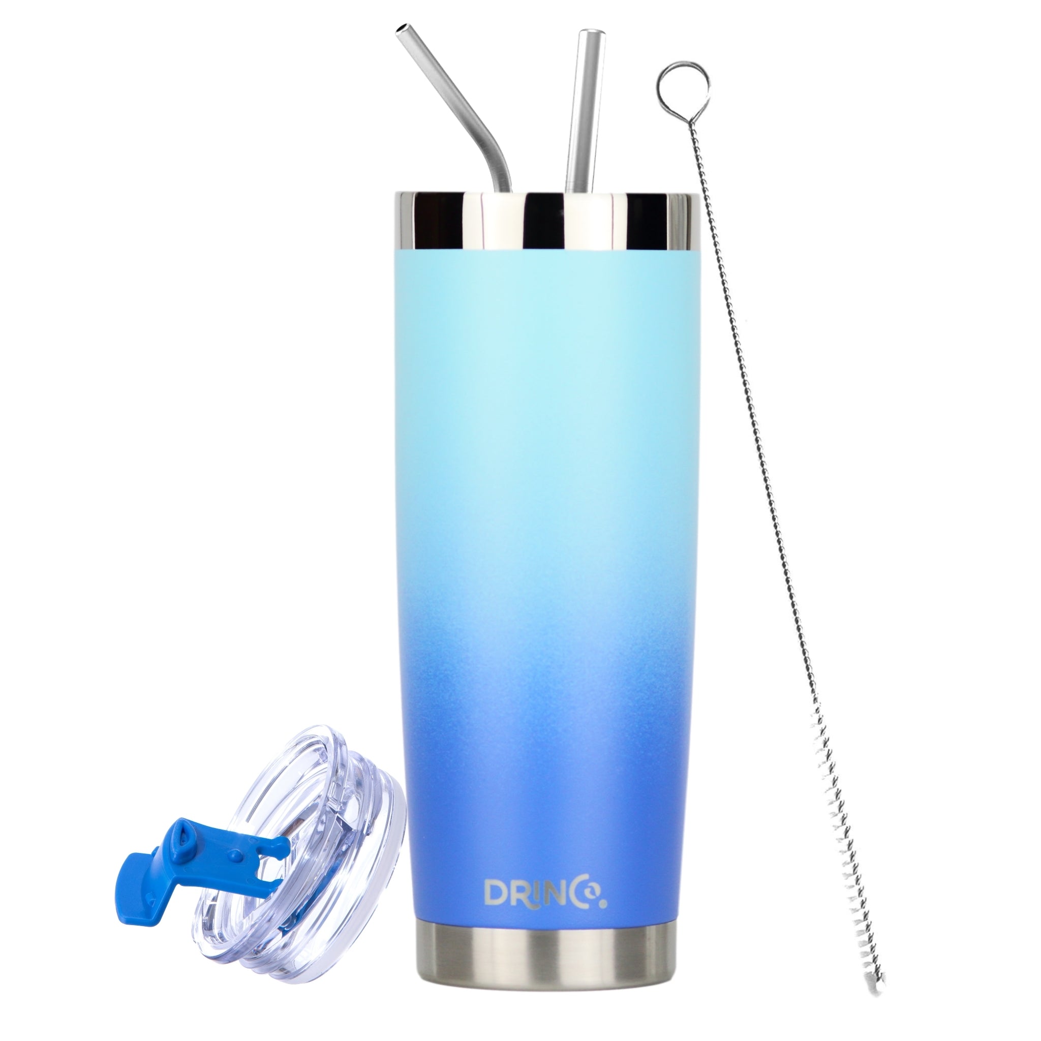 DRINCO® 20oz Insulated Tumbler Spill Proof Lid 2 Straws(SkyBlue) by Orchid Lavender Tumblers