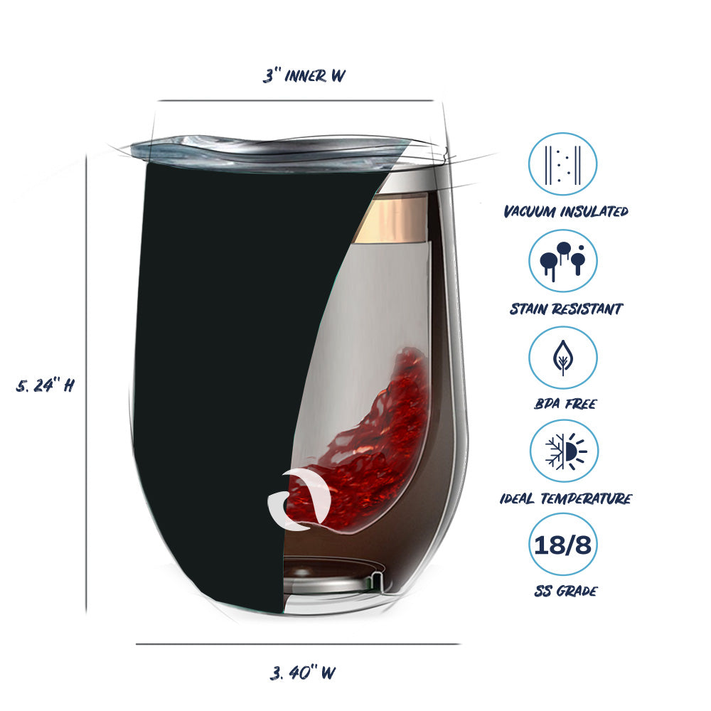 DRINCO® 12oz Insulated Wine Tumbler Glass (Matte Charcoal) by Orchid Lavender Tumblers