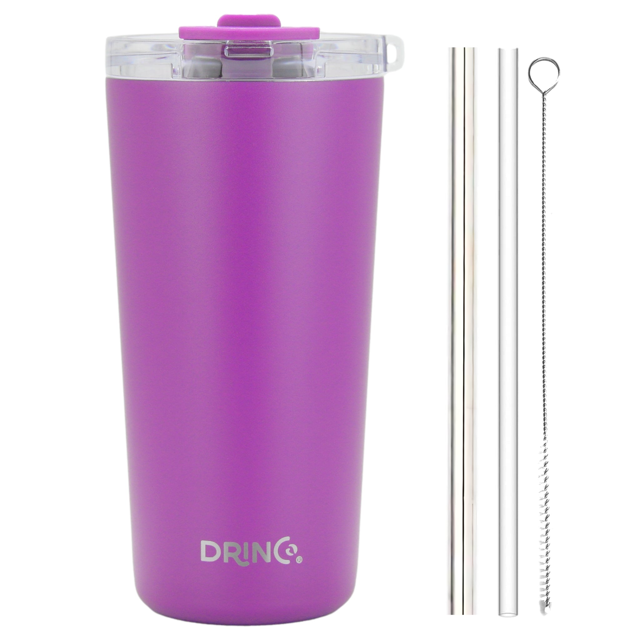 DRINCO® Seattle 20oz Insulated Tumbler Spill Proof Lid w/straw-Purple by Orchid Lavender Tumblers