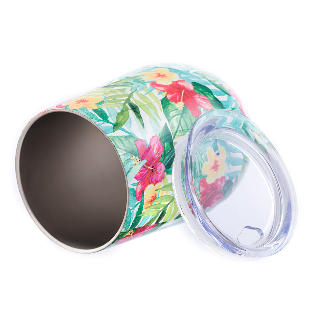 DRINCO® 12oz Insulated Wine Tumbler Glass (Tropical Hues) by Orchid Lavender Tumblers