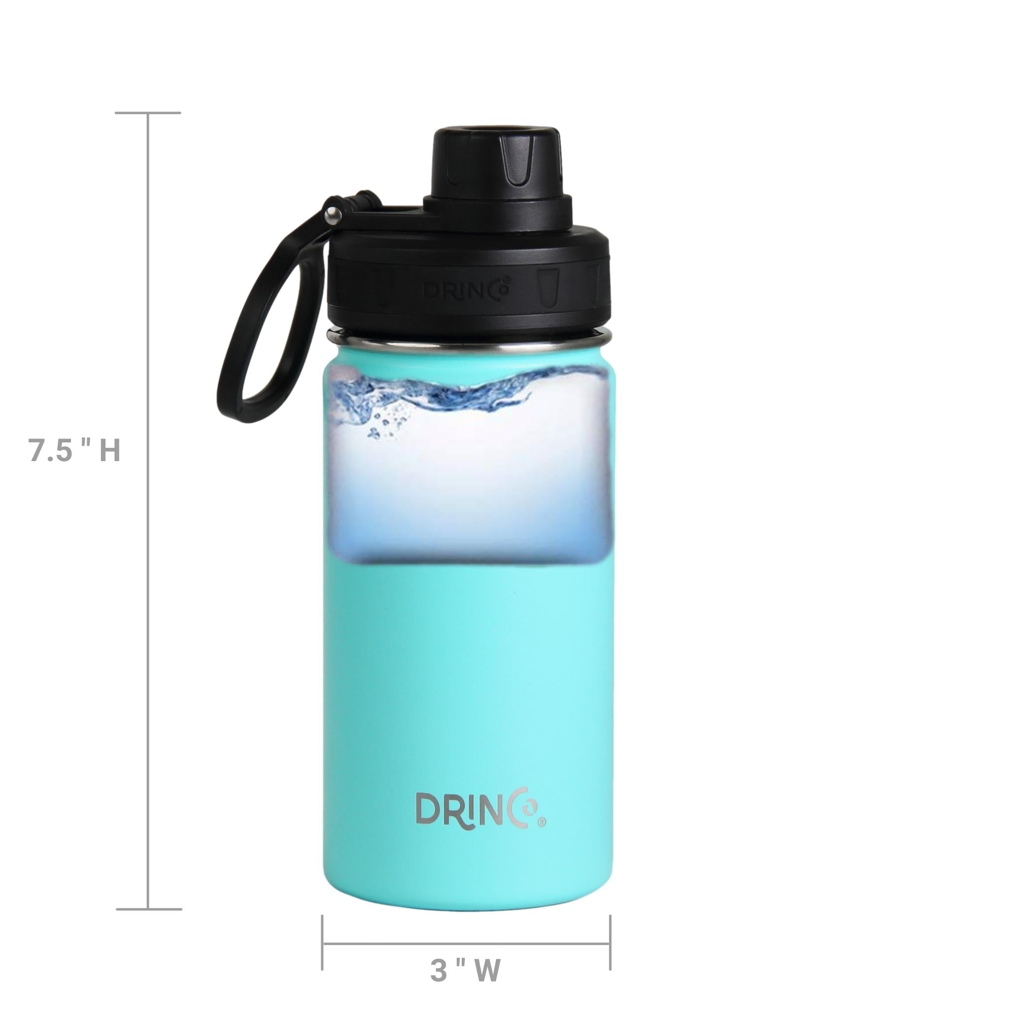 DRINCO® 14oz Stainless Steel Sport Water Bottle - Teal by Orchid Lavender Outdoor Recreation