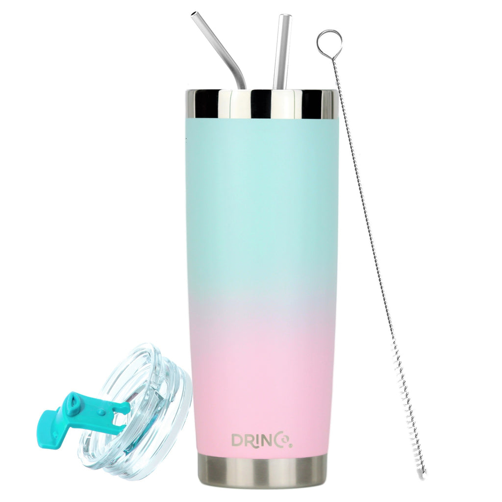 DRINCO® 20oz Insulated Tumbler Spill Proof Lid 2 Straws(Macaron) by Orchid Lavender Tumblers