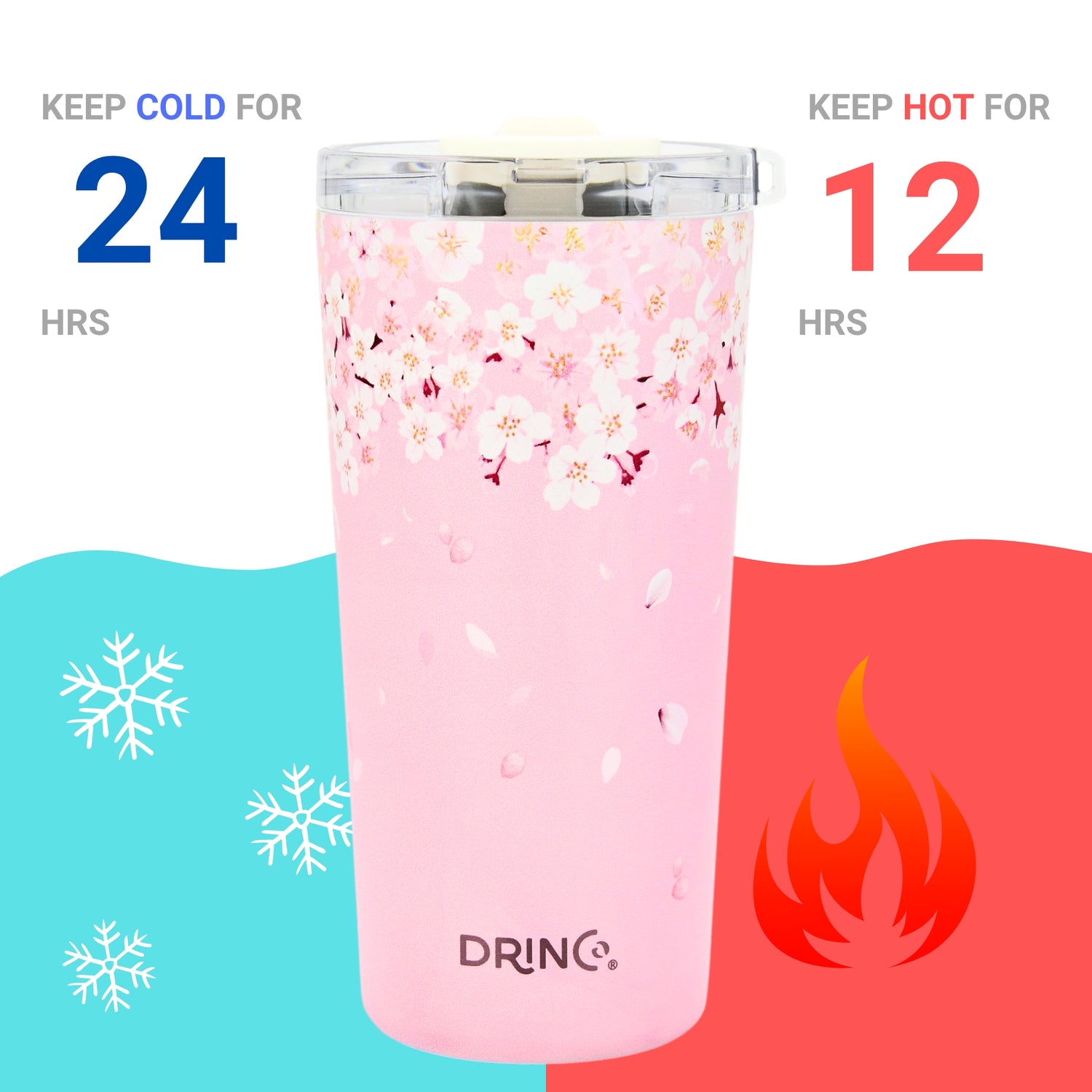 DRINCO® Seattle 20oz Insulated Tumbler Spill Proof Lid w/straw-Sakura by Orchid Lavender Tumblers