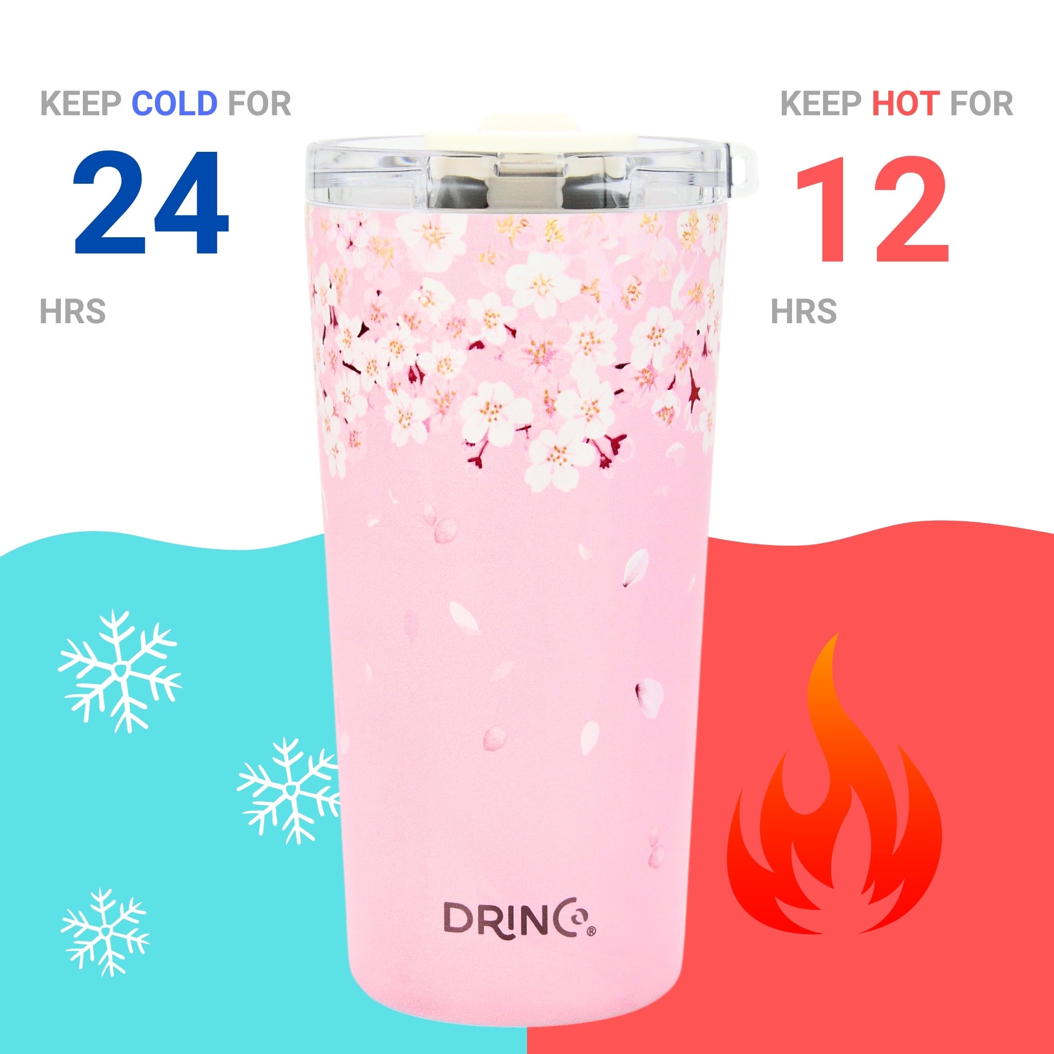 DRINCO® Seattle 20oz Insulated Tumbler Spill Proof Lid w/straw-Sakura by Orchid Lavender Tumblers