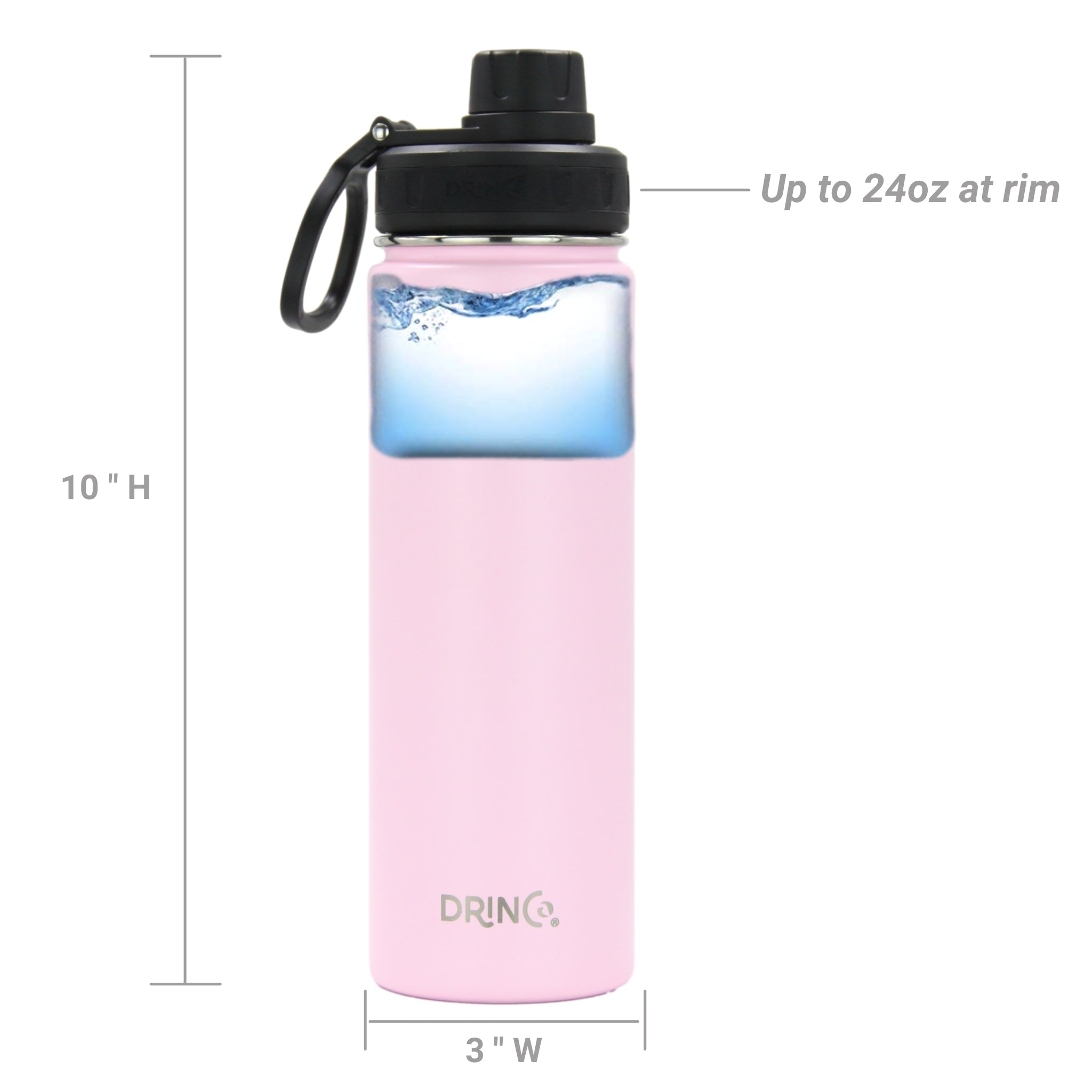 DRINCO® 22oz Stainless Steel Sport Water Bottle - Flamingo Pink by Orchid Lavender Water Bottles