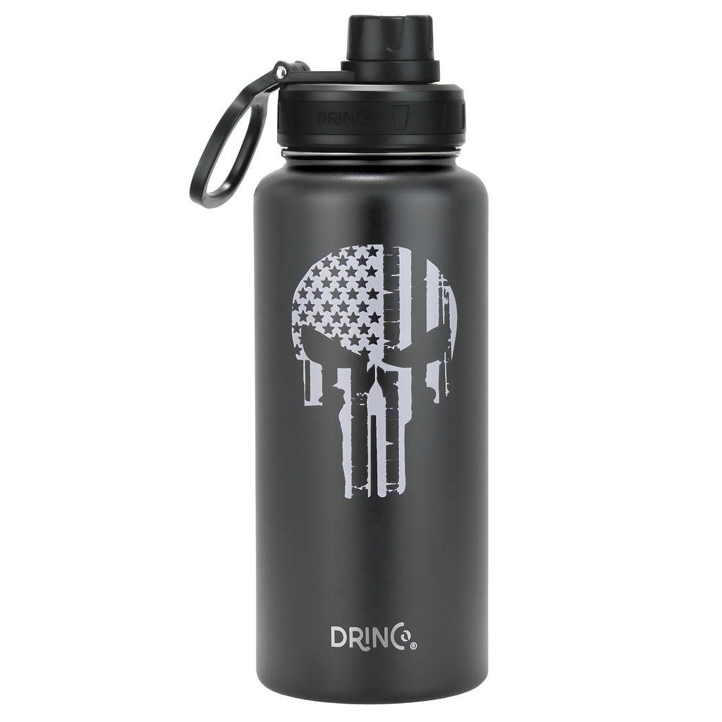 DRINCO® 32oz Stainless Steel Water Bottle-Skull-Black by Orchid Lavender Water Bottles