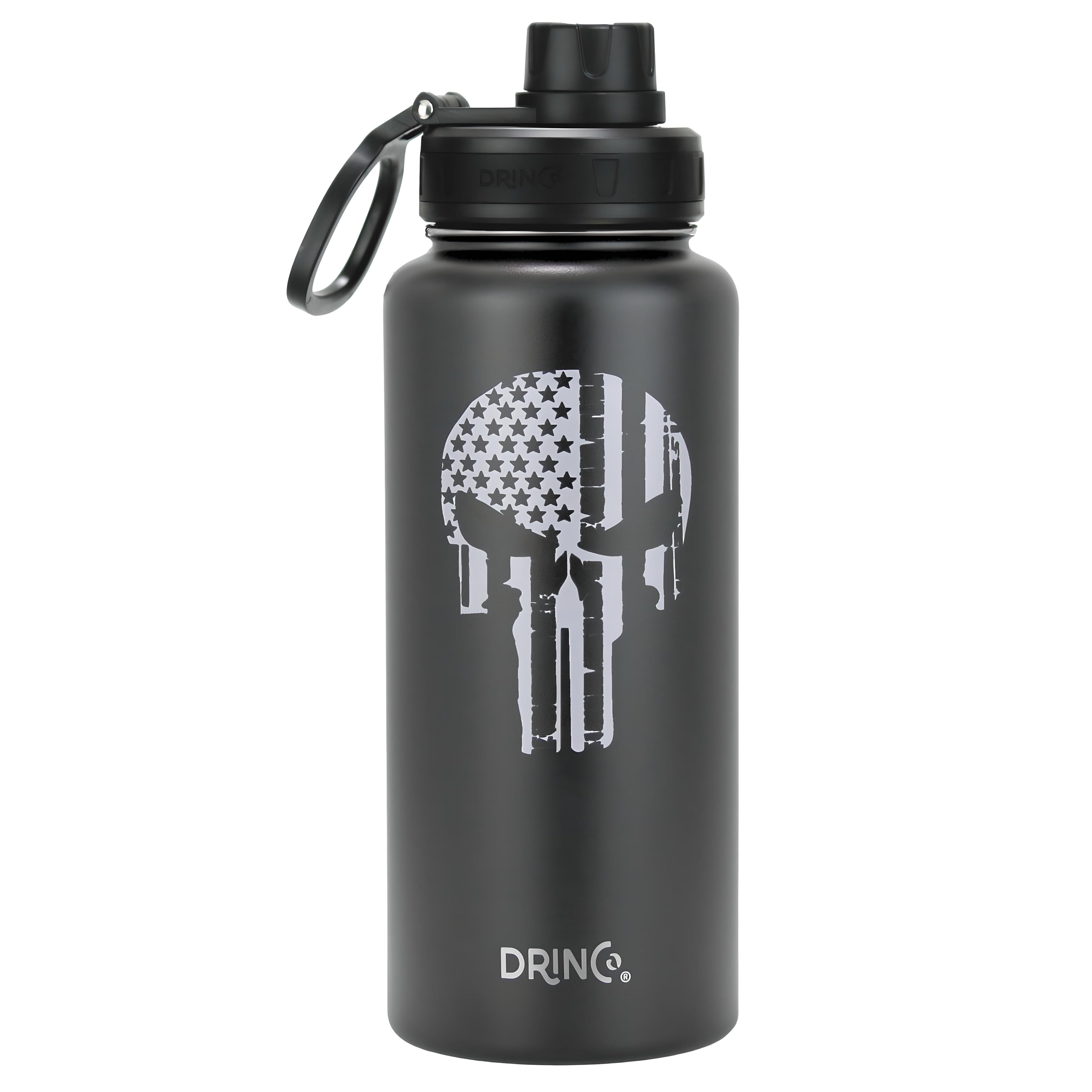 DRINCO® 32oz Stainless Steel Water Bottle-Skull-Black by Orchid Lavender Water Bottles