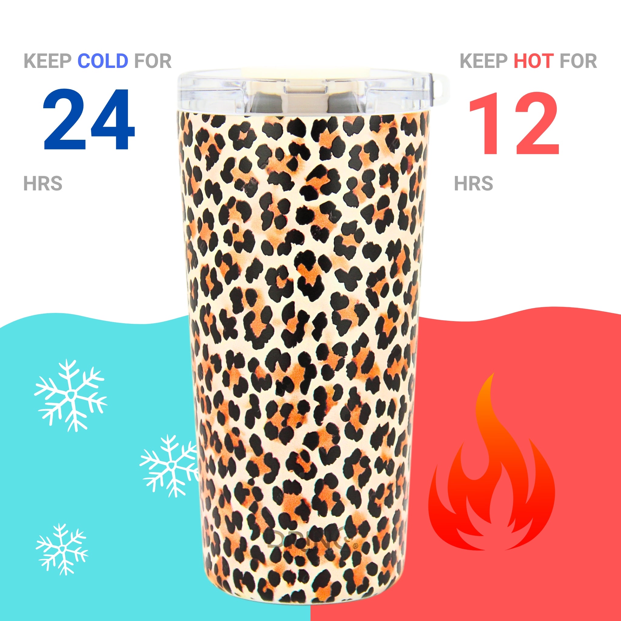 DRINCO® Seattle 20oz Insulated Tumbler Leakproof w/straw-Leopard by Orchid Lavender Tumblers