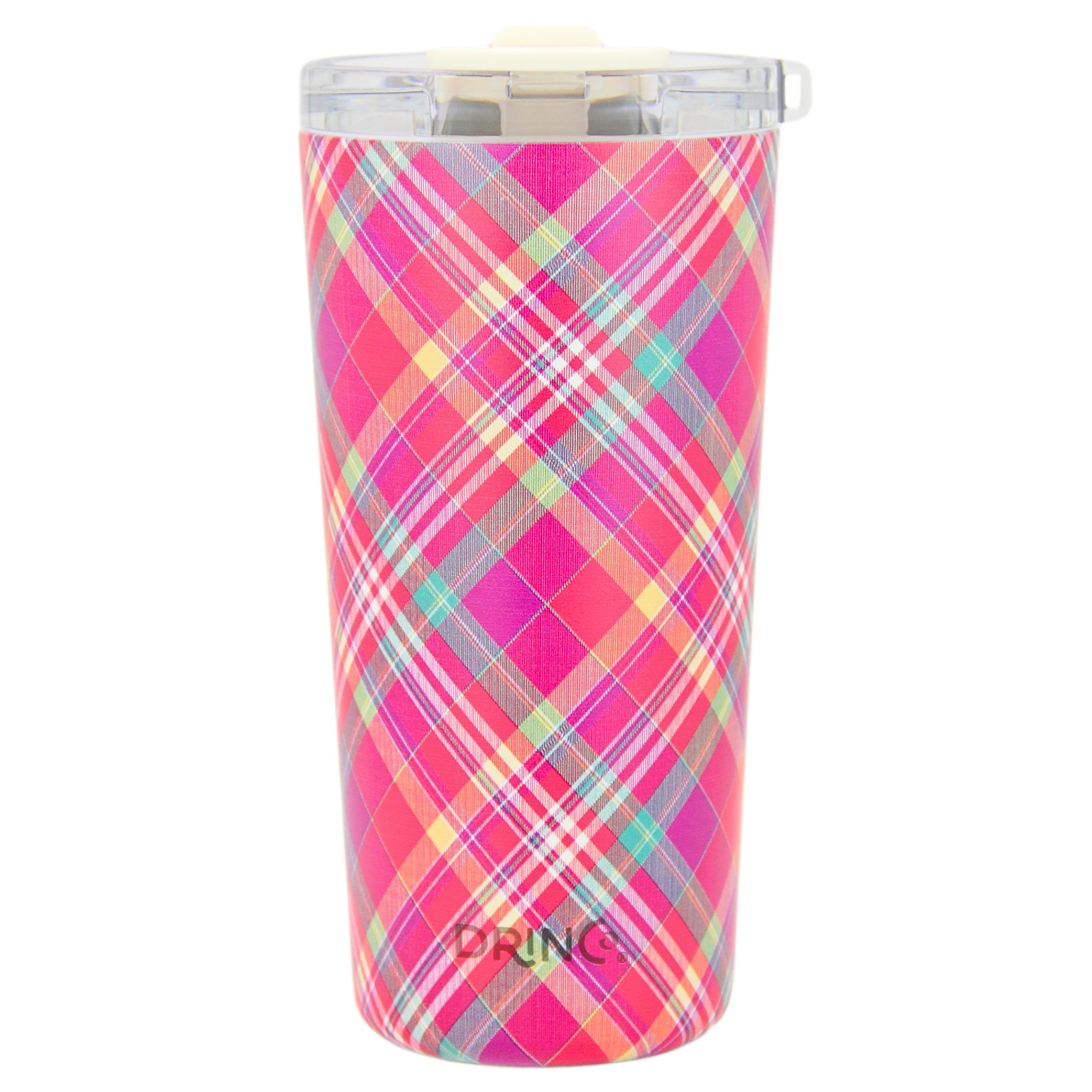 DRINCO® Seattle 20oz Insulated Tumbler Leakproof w/straw-Madras Plaid by Orchid Lavender Tumblers