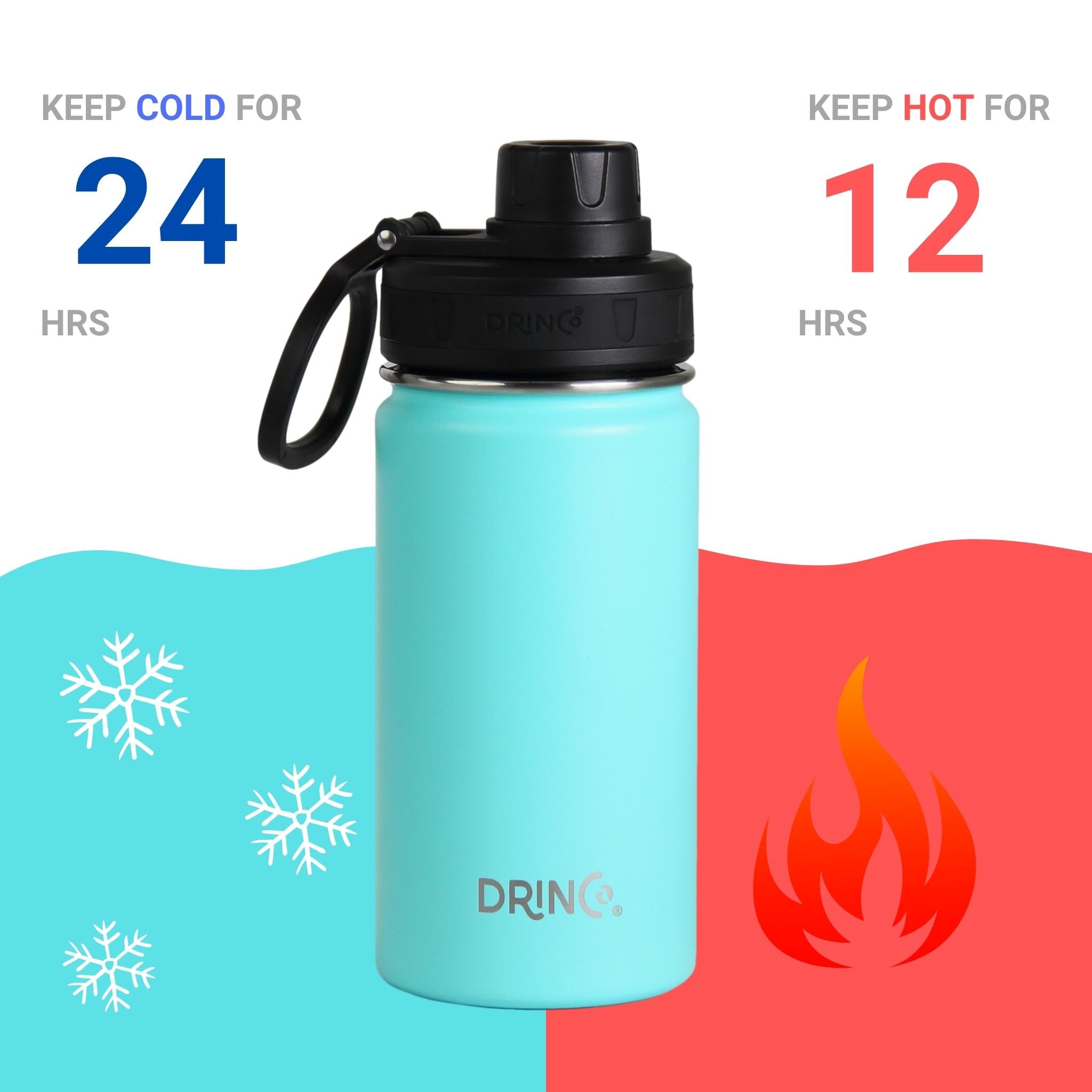 DRINCO® 14oz Stainless Steel Sport Water Bottle - Teal by Orchid Lavender Outdoor Recreation