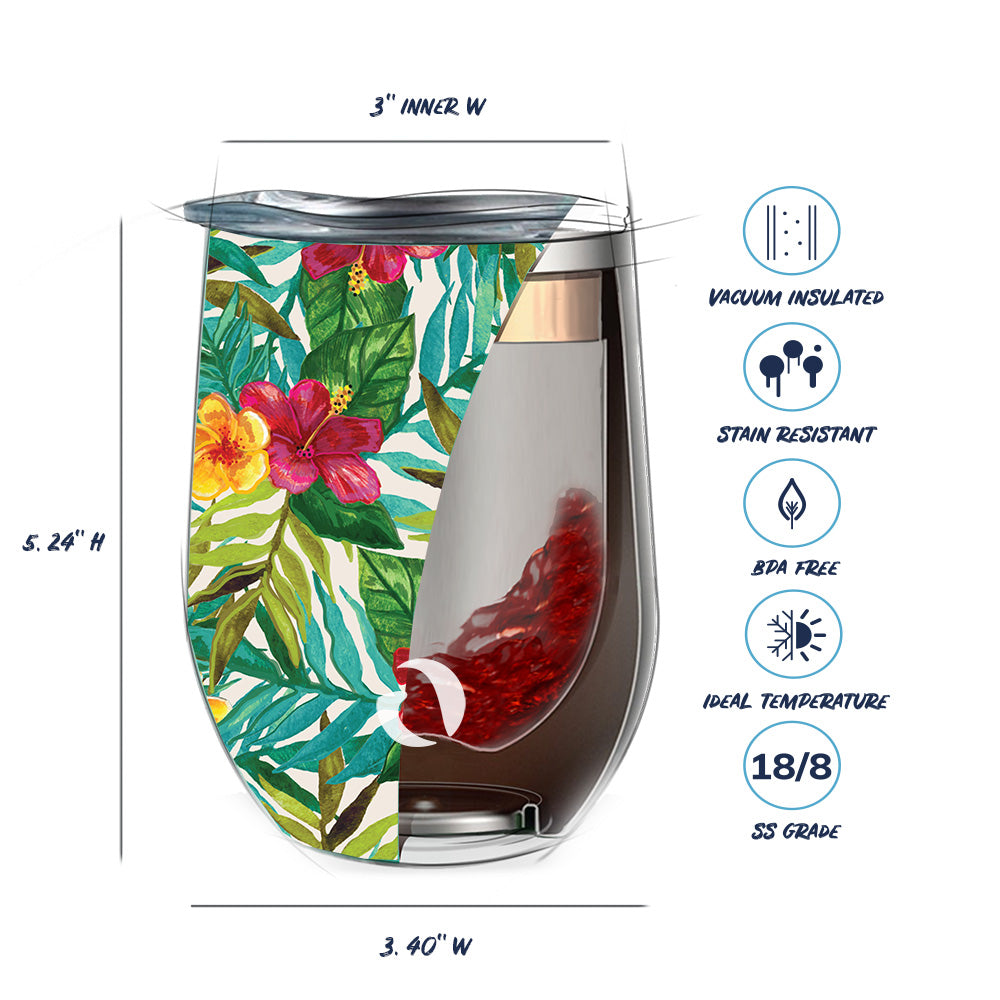 DRINCO® 12oz Insulated Wine Tumbler Glass (Tropical Hues) by Orchid Lavender Tumblers