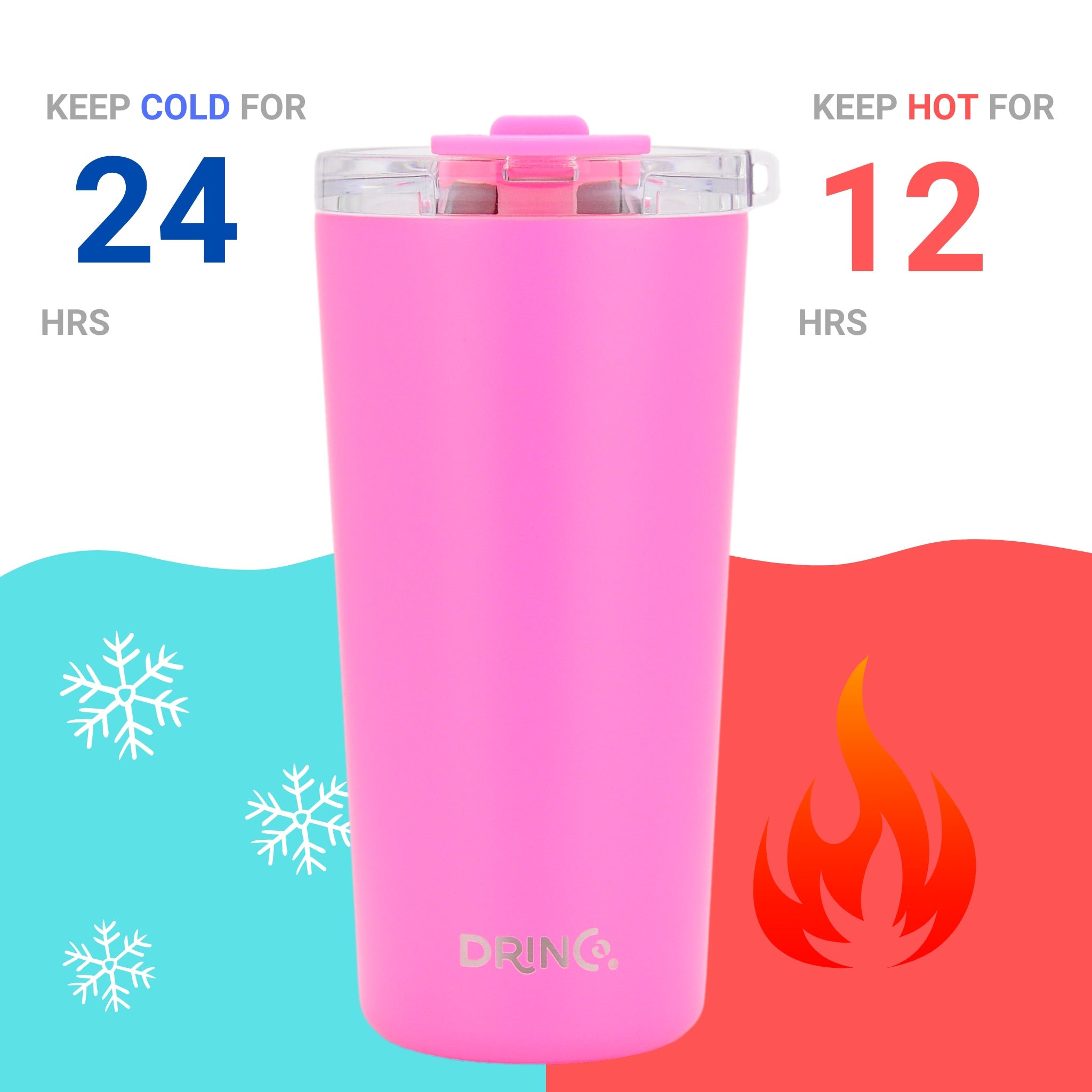 DRINCO® Seattle 20oz Insulated Tumbler Spill Proof Lid w/straw-Pink by Orchid Lavender Tumblers