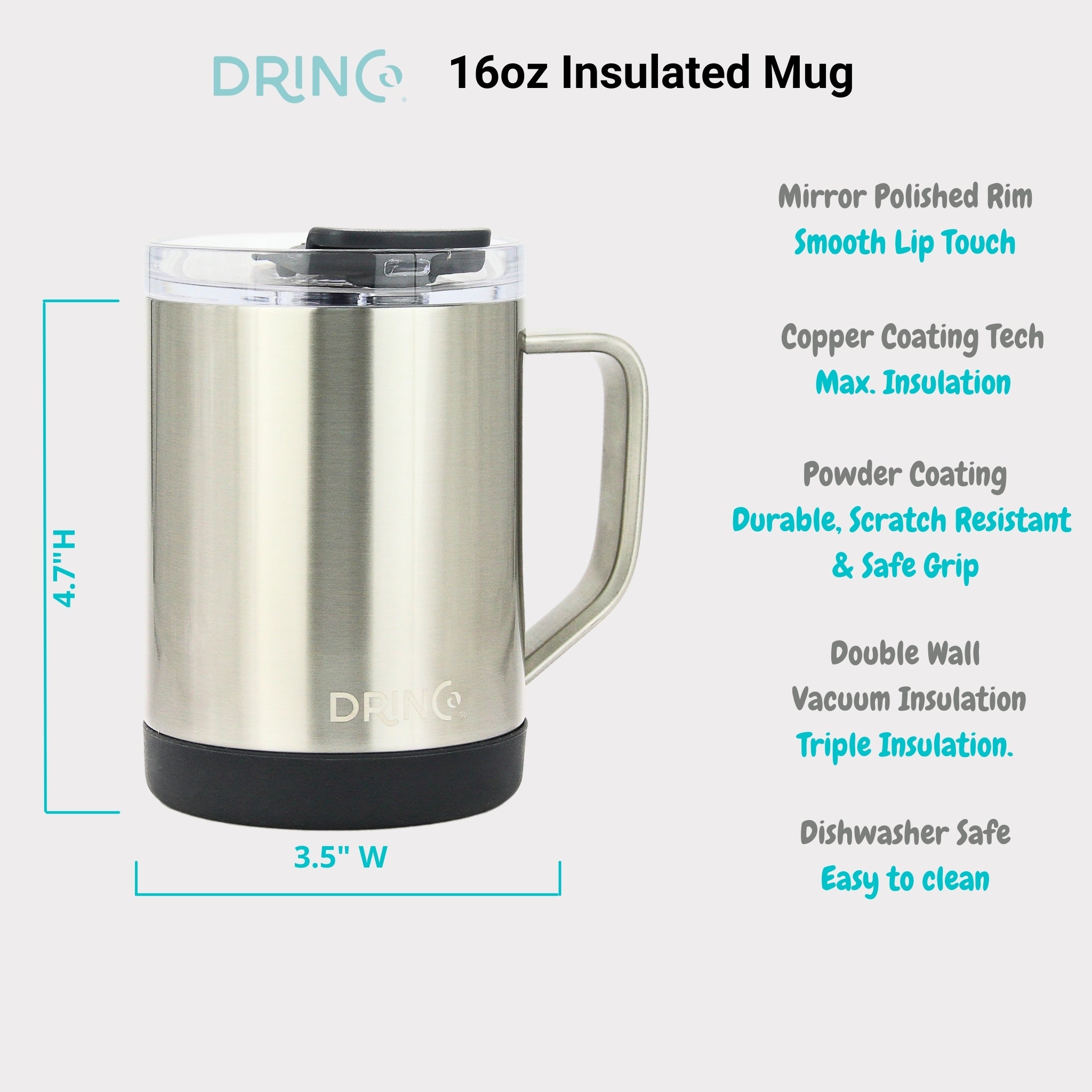 DRINCO® 16 oz Coffee Mug Vacuum Insulated Camping Mug Double Wall by Orchid Lavender Outdoor Recreation