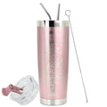 DRINCO® 20oz Insulated Tumbler Spill Proof Lid 2 Straws-Rose Gold-Xmas by Orchid Lavender Tumblers
