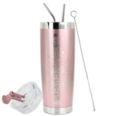 DRINCO® 20oz Insulated Tumbler Spill Proof Lid 2 Straws-Rose Gold-Xmas by Orchid Lavender Tumblers