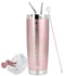 DRINCO® 20oz Insulated Tumbler Spill Proof Lid 2 Straws-Rose Gold-Xmas by Orchid Lavender Tumblers