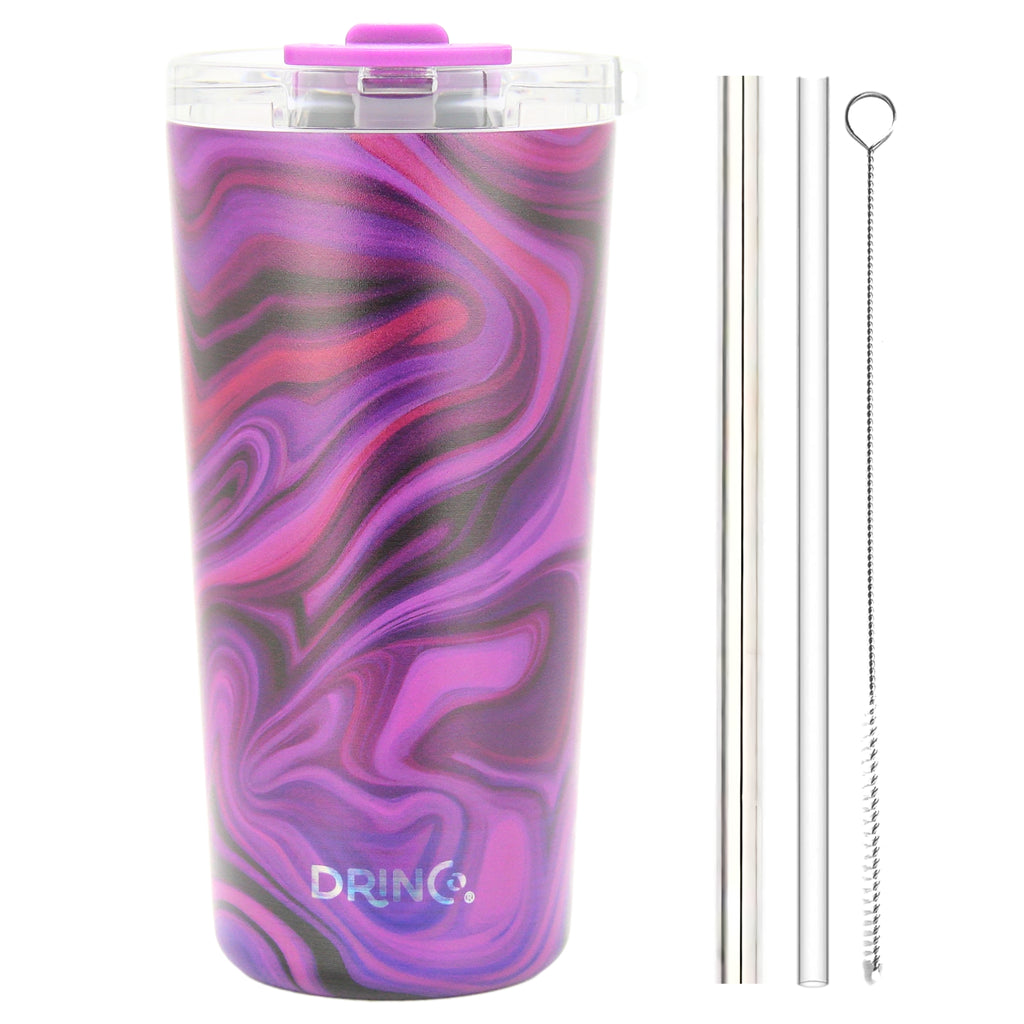 DRINCO® Seattle 20oz Insulated Tumbler Leakproof w/straw-Purple Swirl by Orchid Lavender Tumblers