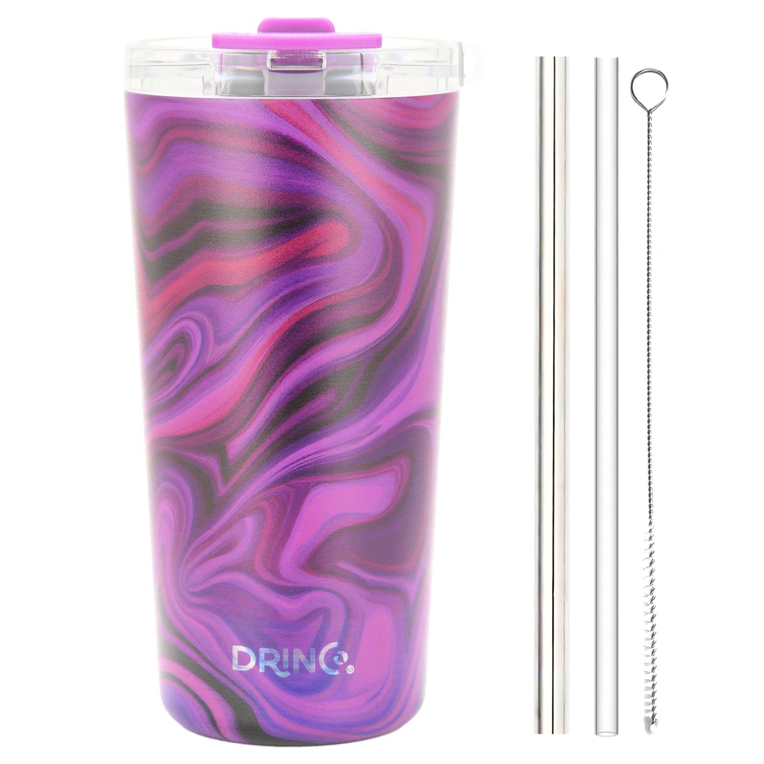 DRINCO® Seattle 20oz Insulated Tumbler Leakproof w/straw-Purple Swirl by Orchid Lavender Tumblers