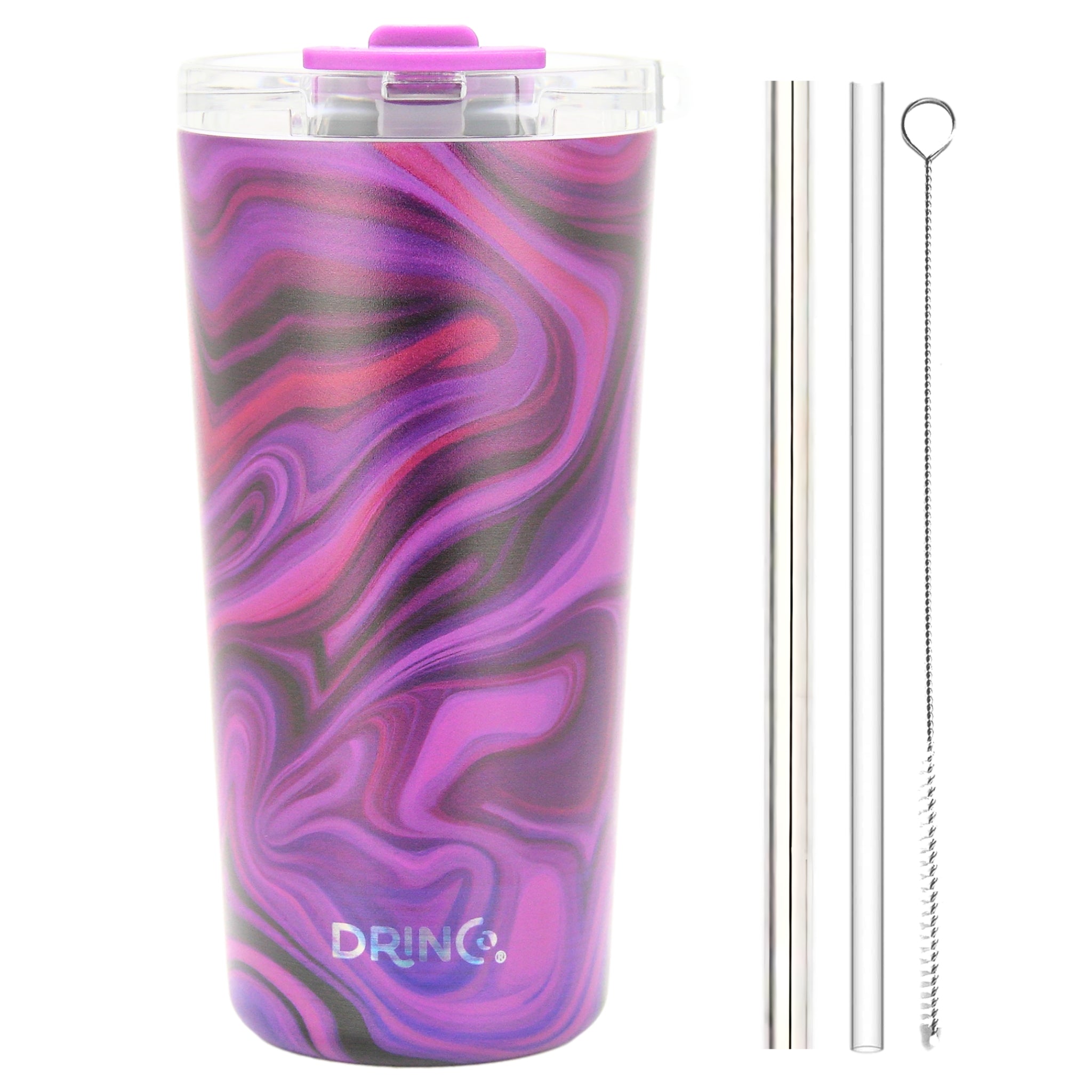 DRINCO® Seattle 20oz Insulated Tumbler Leakproof w/straw-Purple Swirl by Orchid Lavender Tumblers