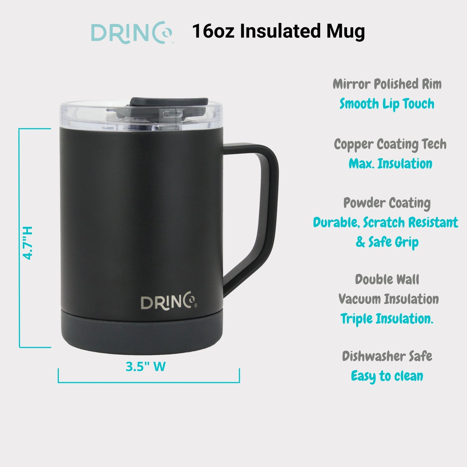 DRINCO® 16 oz Coffee Mug Vacuum Insulated Camping Mug Double Wall by Orchid Lavender Outdoor Recreation