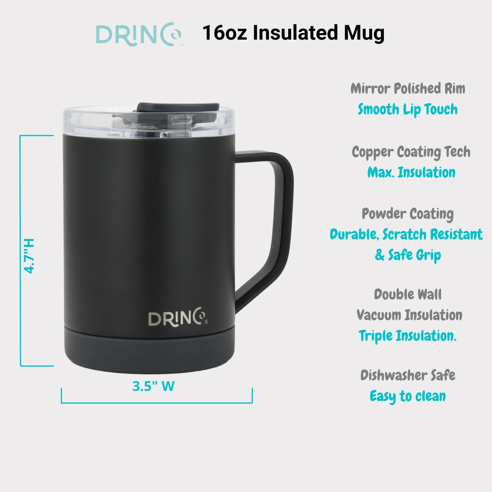 DRINCO® 16 oz Coffee Mug Vacuum Insulated Camping Mug Double Wall by Orchid Lavender Outdoor Recreation