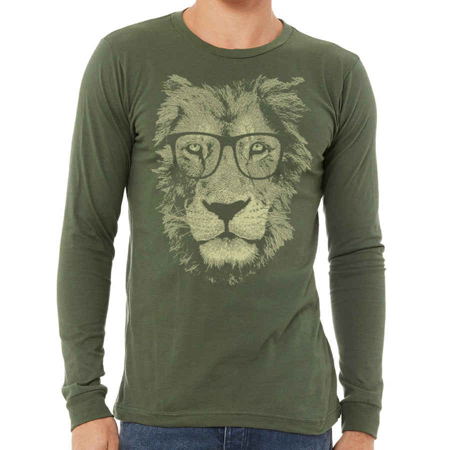 Lion Wearing Glasses Long Sleeve by Indigo Tiger Clothing