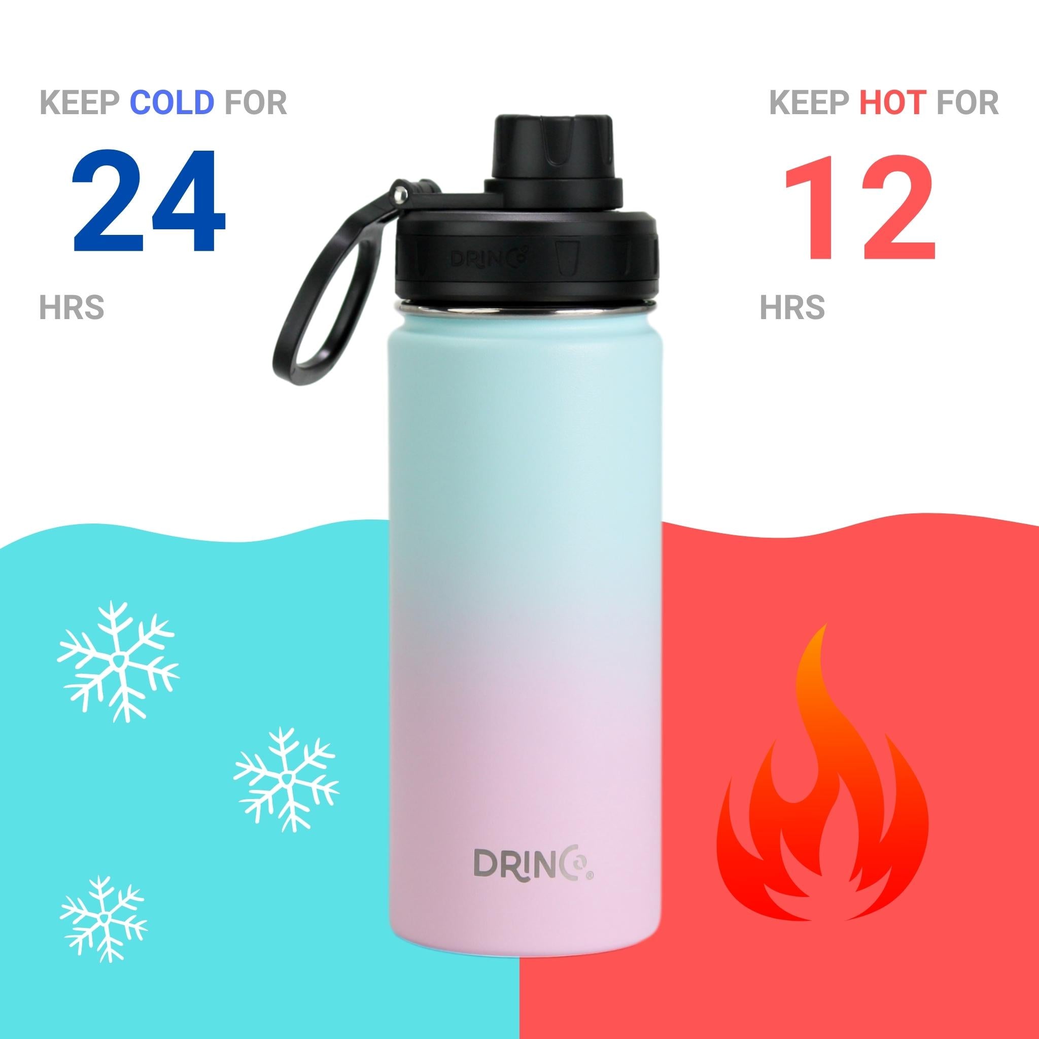 DRINCO® 18oz Stainless Steel Sport Water Bottle - Macaron by Orchid Lavender Water Bottles