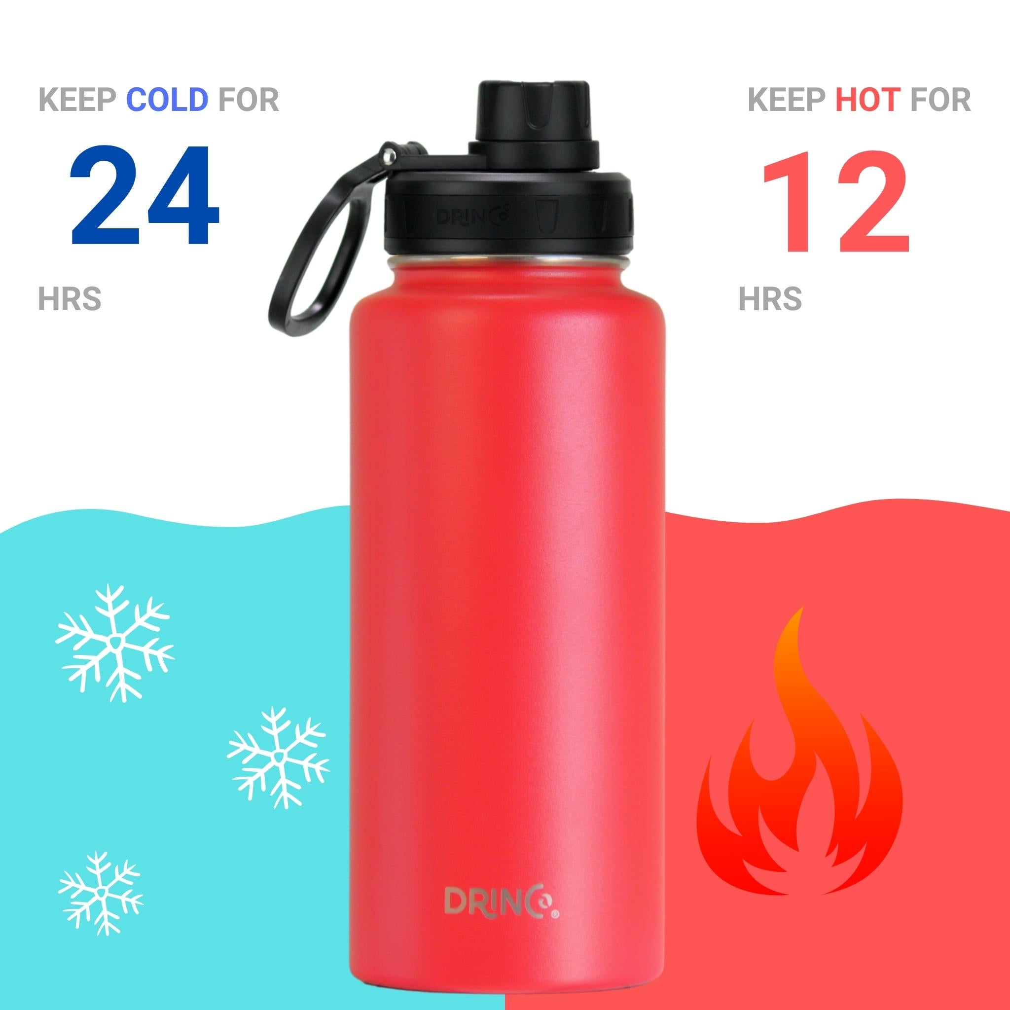 DRINCO® 32oz Stainless Steel Water Bottle - Barn Red by Orchid Lavender Water Bottles