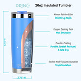DRINCO® 20oz Insulated Tumbler w/Spill Proof Lid 2 Straws(Royal Blue) by Orchid Lavender Tumblers