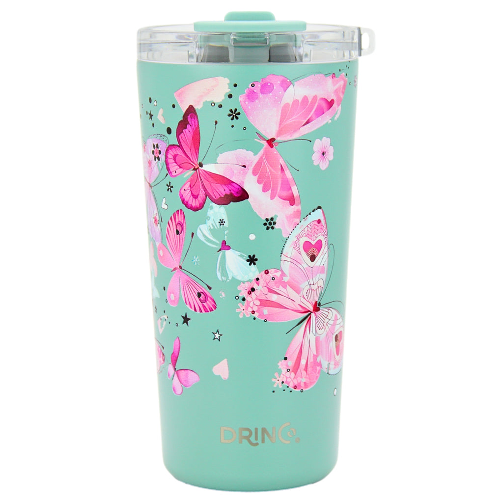 DRINCO® Seattle 20oz Insulated Tumbler Leakproof w/straw-Butterfly by Orchid Lavender Tumblers