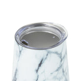 DRINCO® 12oz Insulated Wine Tumbler Glass (Pacifica White Marble) by Orchid Lavender Tumblers