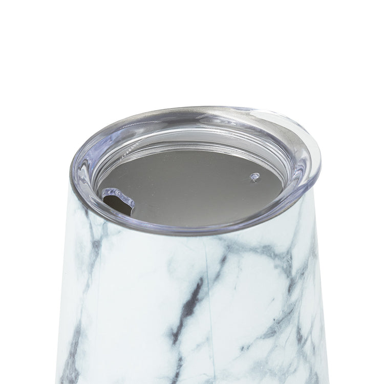 DRINCO® 12oz Insulated Wine Tumbler Glass (Pacifica White Marble) by Orchid Lavender Tumblers