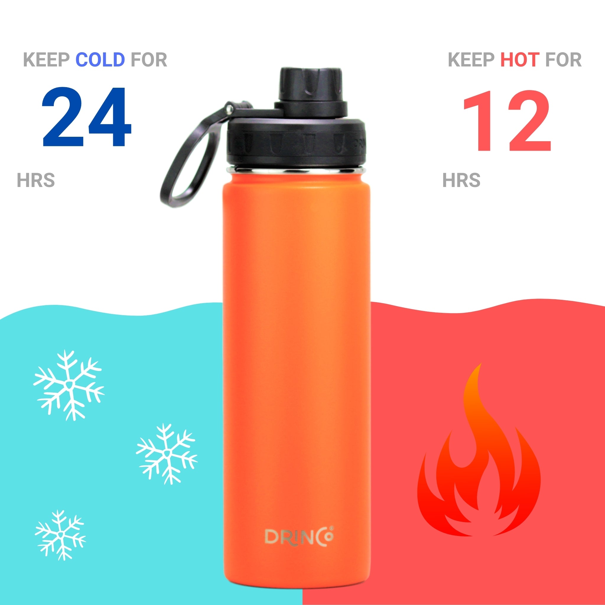 DRINCO® 22oz Stainless Steel Sport Water Bottle - Orange by Orchid Lavender Water Bottles
