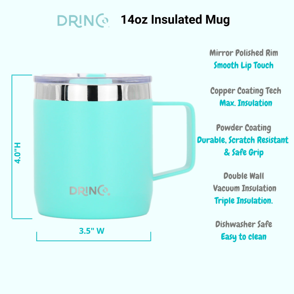 DRINCO® 14 oz Coffee Mug Vacuum Insulated Camping Mug Double Wall by Orchid Lavender Travel Mugs